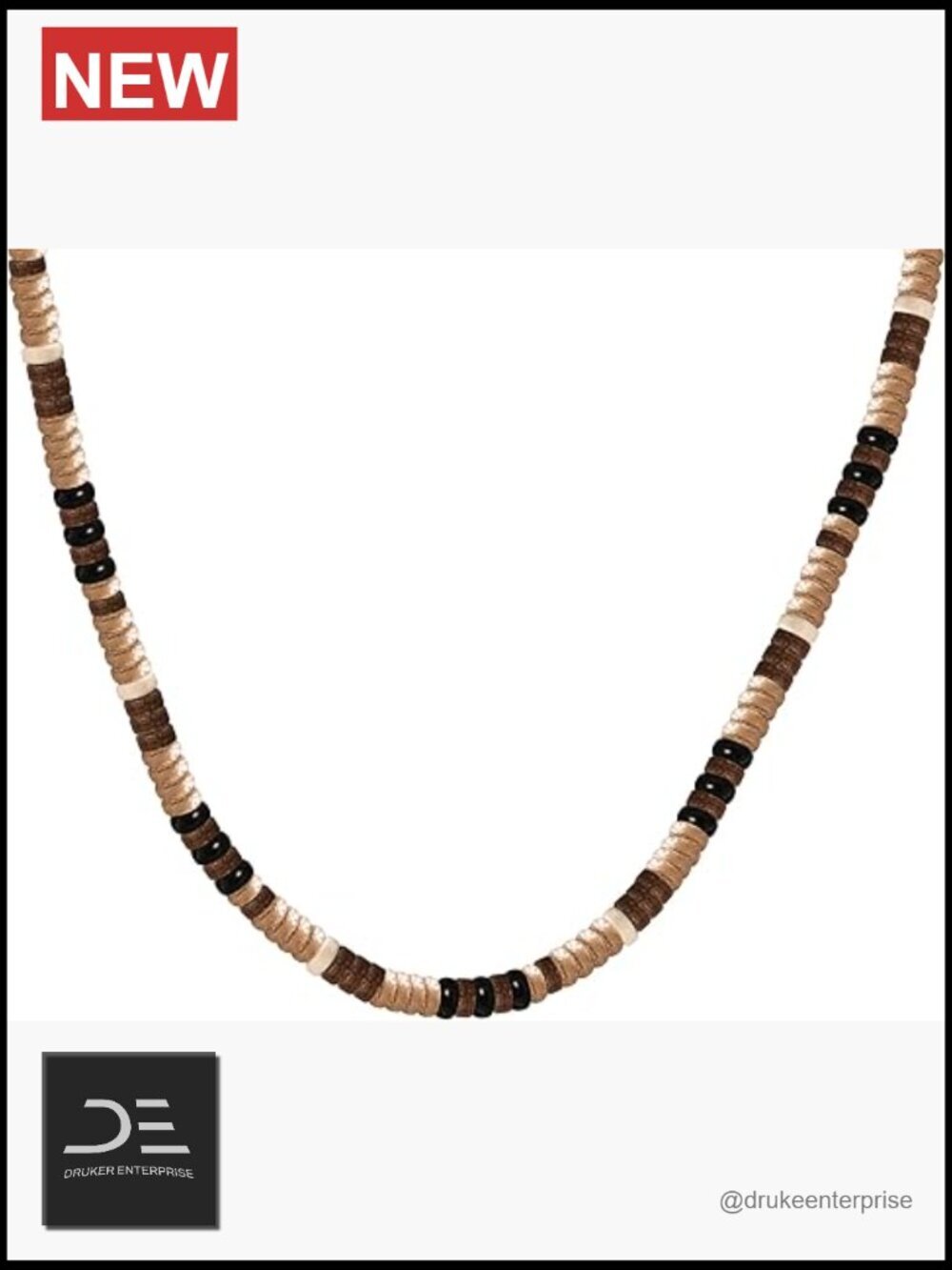 Trendy Colorful Bead Necklace for Men Boho Choker Coconut Husk